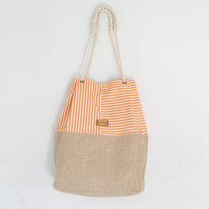 Bolso de verano naranja, loneta y yute - PRAIA