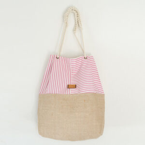 Bolso de verano rosa, loneta y yute - PRAIA